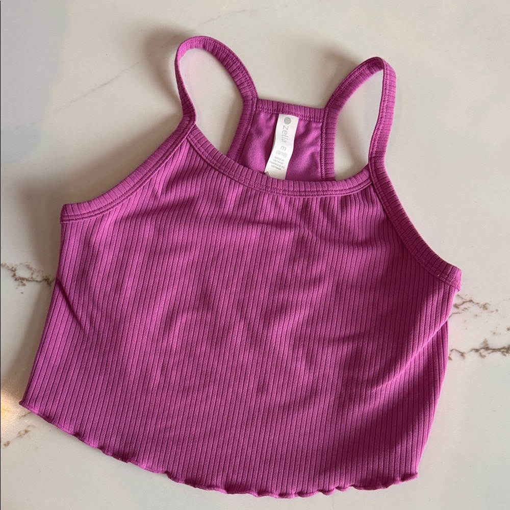 GIRLS Zella Magenta Ribbed Crop Top